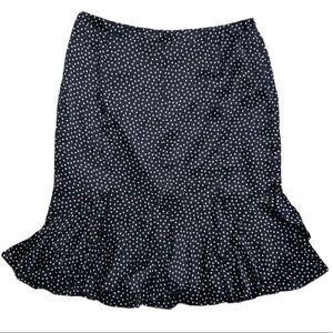 Vintage Nygard 100% Silk Black White Polka Dot Black Ruffle Mermaid Skirt